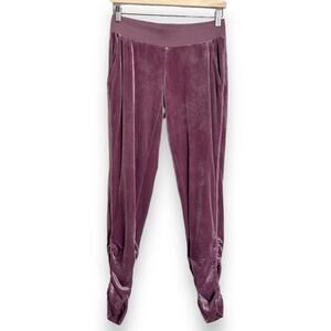 Vintage Juicy Couture Metallic Pink Velour Elastic Waist Joggers Women's Size XS